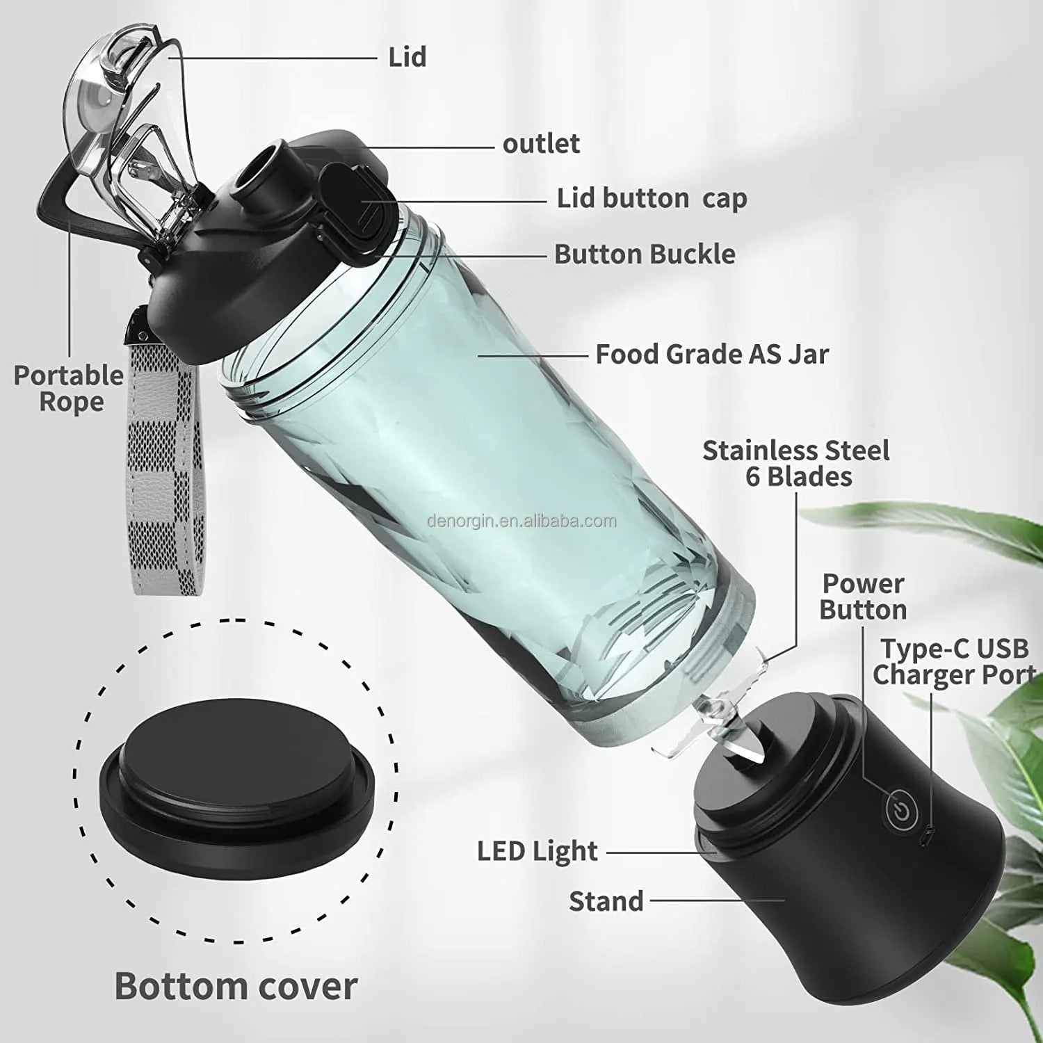 Wholesale Personal Fresh Juice Blender 600ml USB  Protein Blender