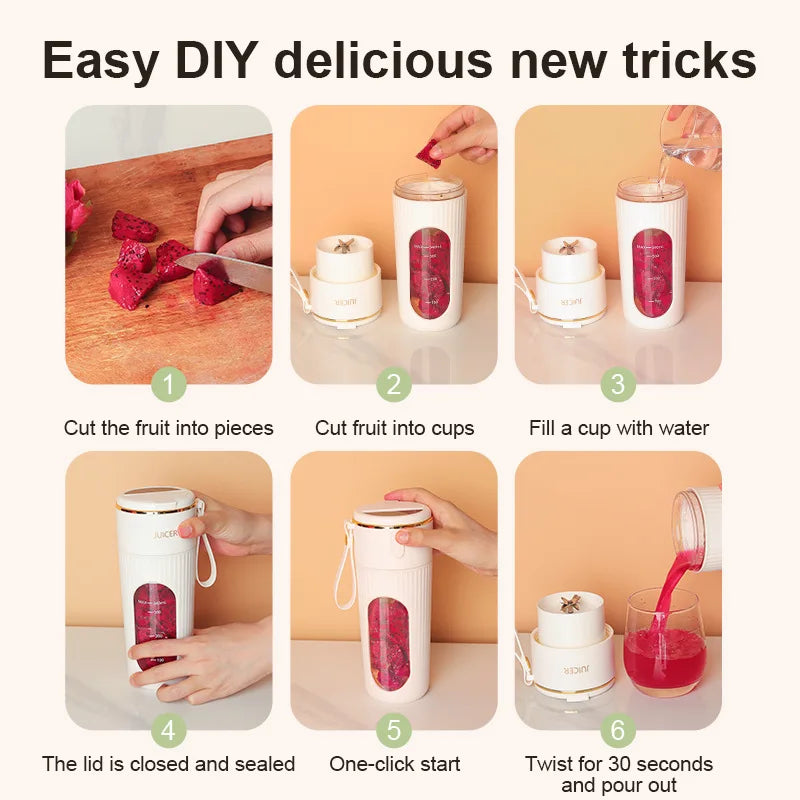 New USB Charging LCD Fresh Fruit and Vegetable Juicer Family Travel Portable Juice Cup Outdoor Multifunctional Electric Juicer