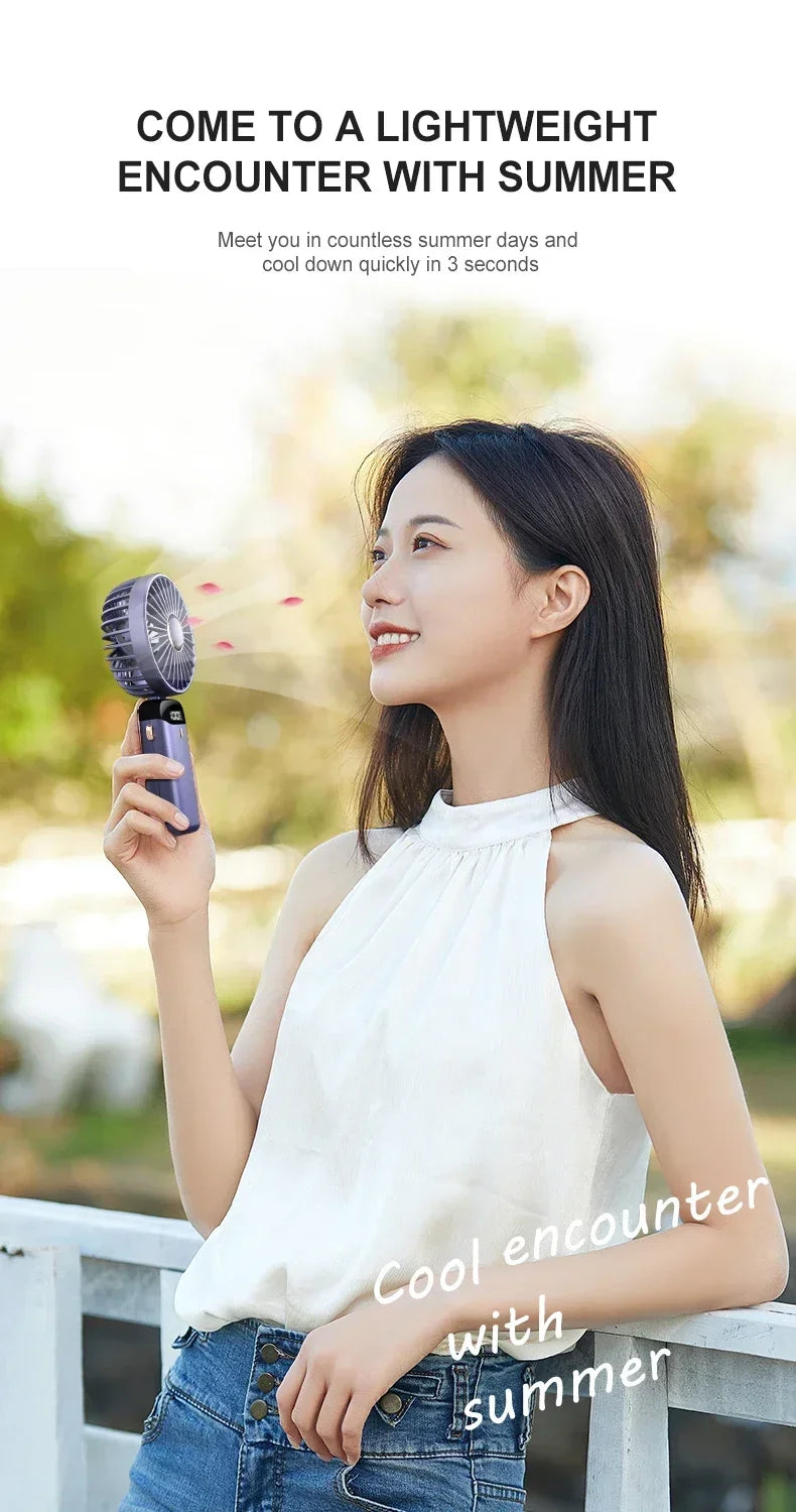 Portable Handheld Mini Fan Foldable Neck Hanging Fans 5 Speed