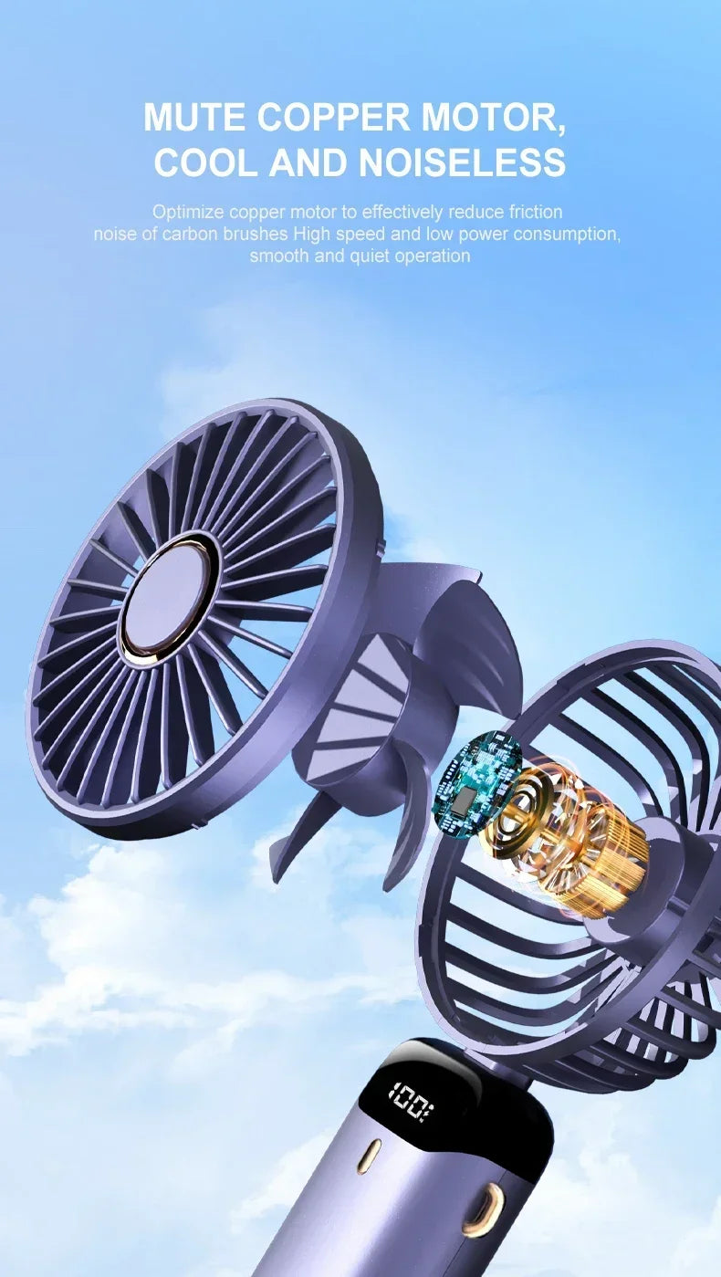 Portable Handheld Mini Fan Foldable Neck Hanging Fans 5 Speed