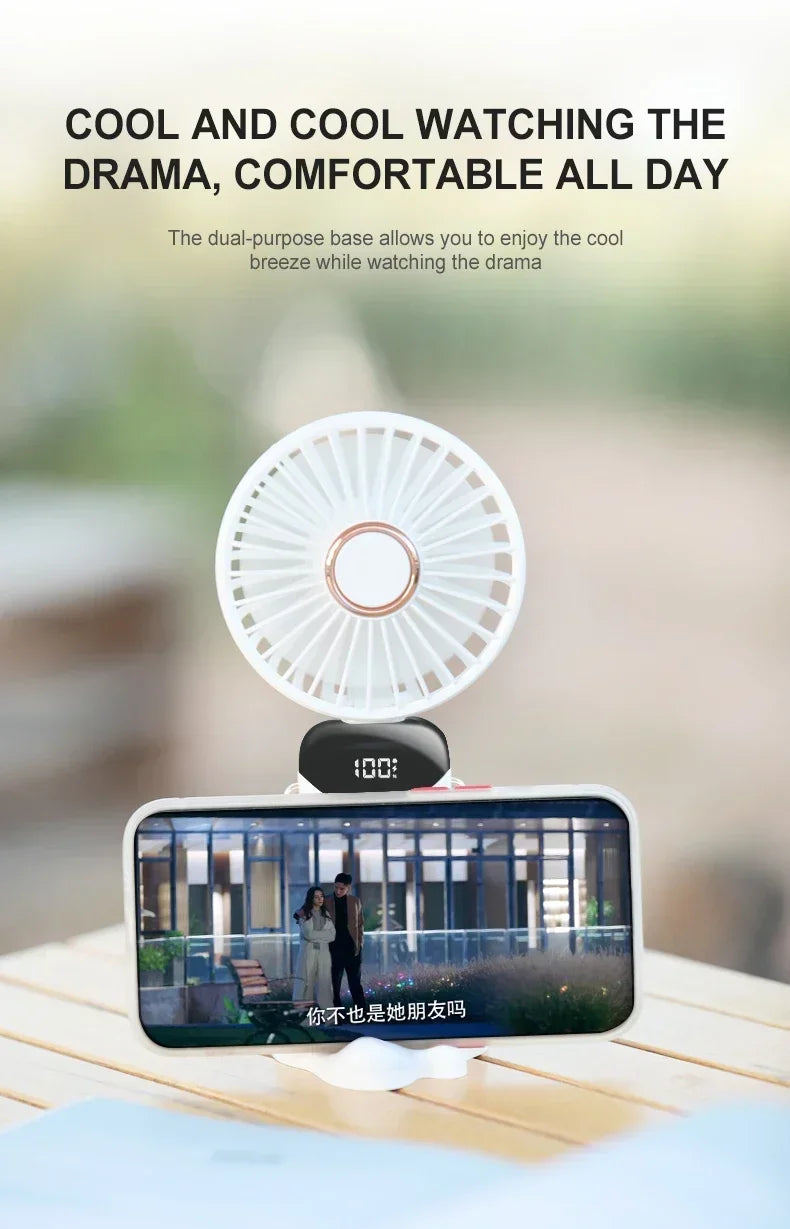 Portable Handheld Mini Fan Foldable Neck Hanging Fans 5 Speed