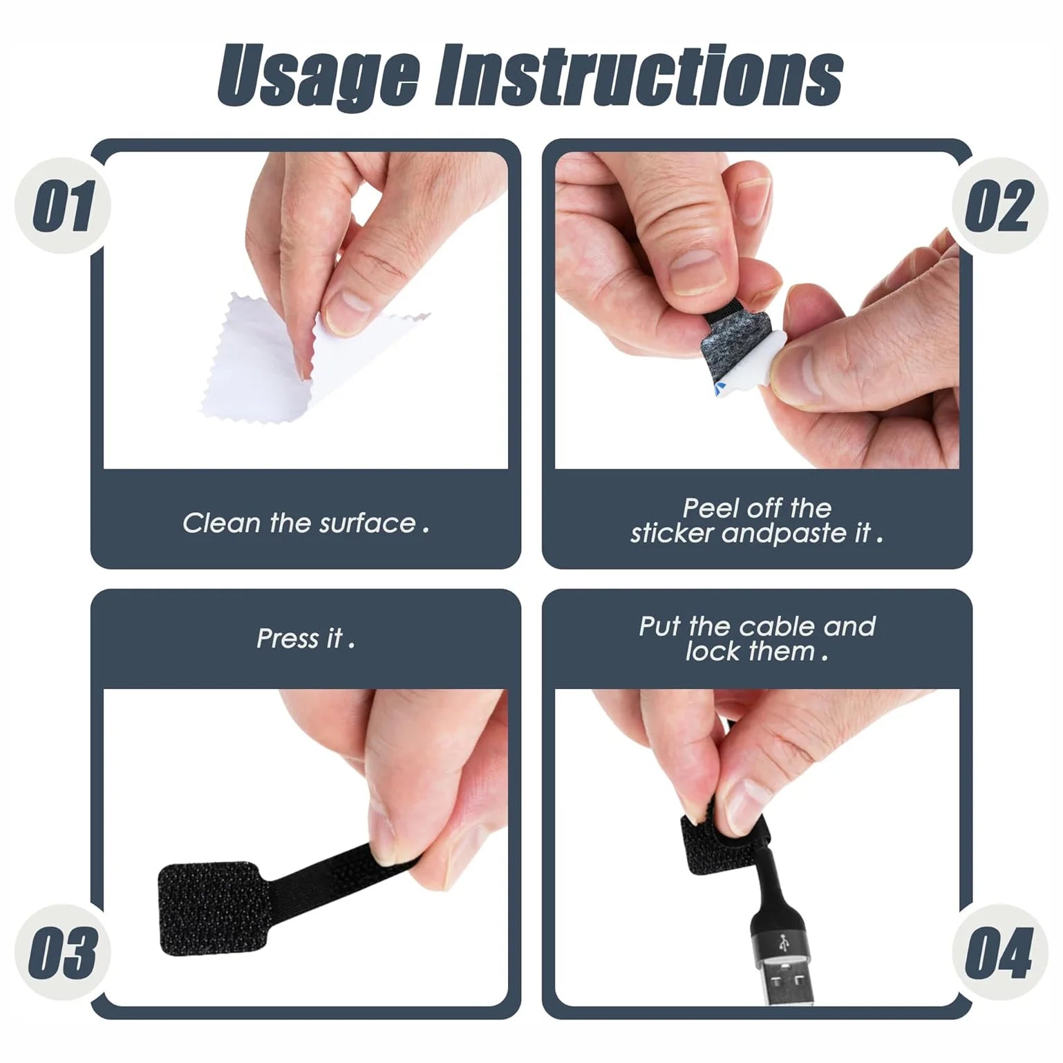 Reusable Cable Ties Fastening Wire Organizer Desk managment