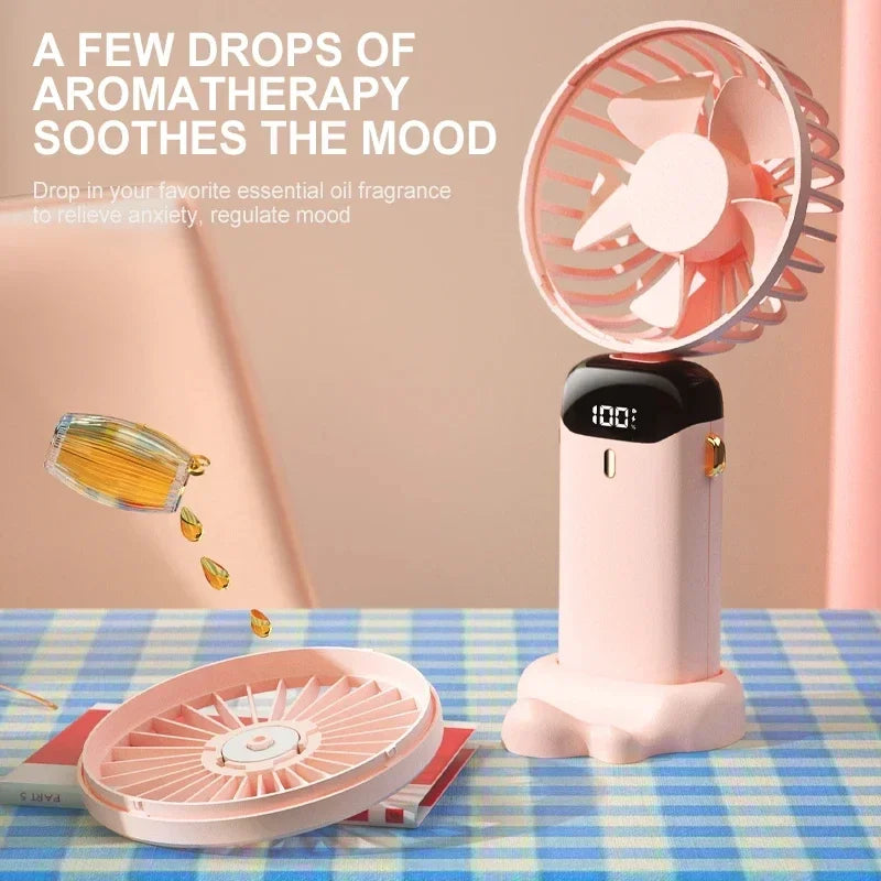 Portable Handheld Mini Fan Foldable Neck Hanging Fans 5 Speed