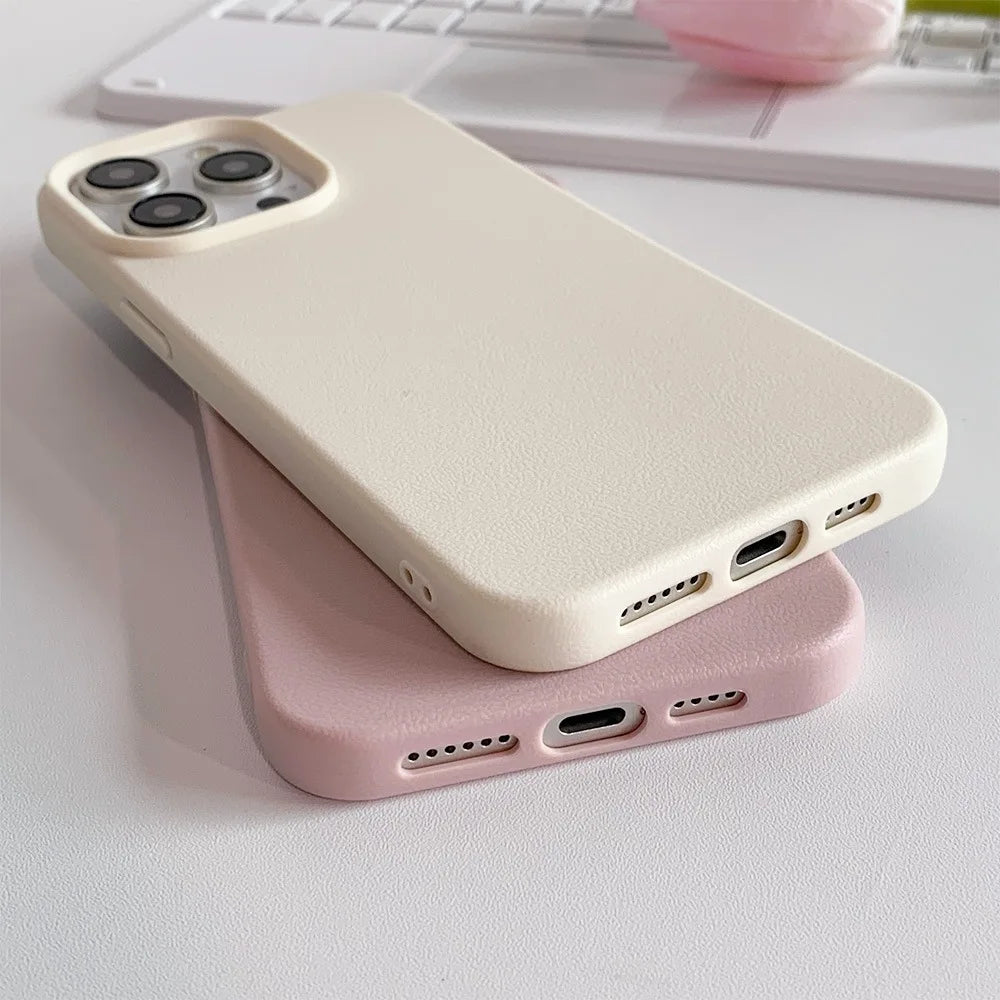Leather Phone Case For iPhone 17 Pro Max 16 13 11 15 14 Plus 12 17 Air 17Promax 16promax Shockproof Soft TPU Funda Cover Coque