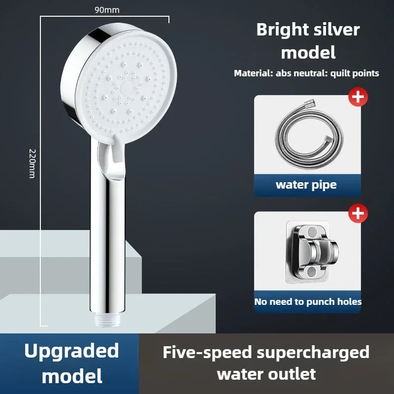 Black 5 Modes Shower Head Adjustable High Pressure Water