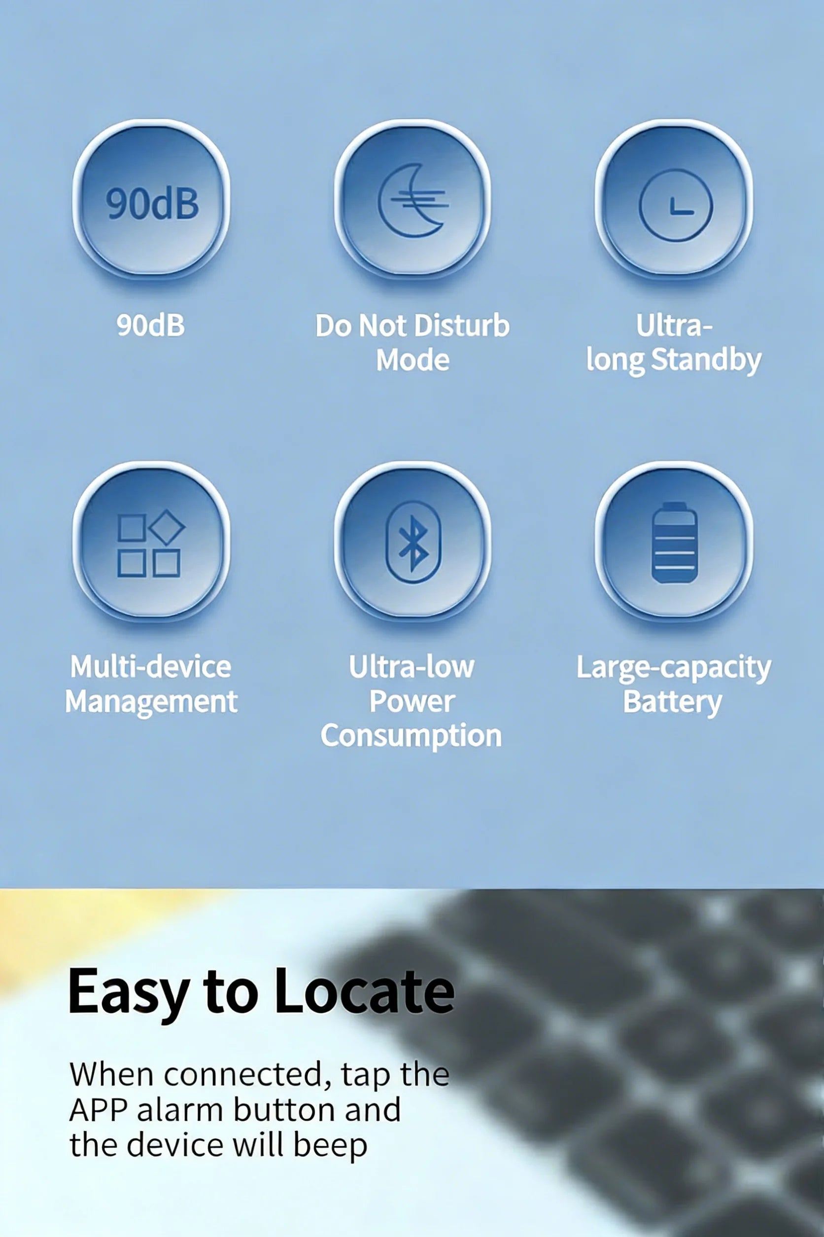 Smart Bluetooth GPS Anti-Lose Tracker Sound Locate Msg Reminder Alarm for Keys Wallets Pets Compatible i
