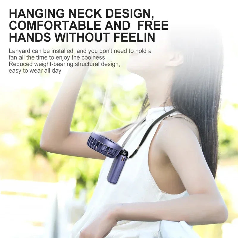 Portable Handheld Mini Fan Foldable Neck Hanging Fans 5 Speed