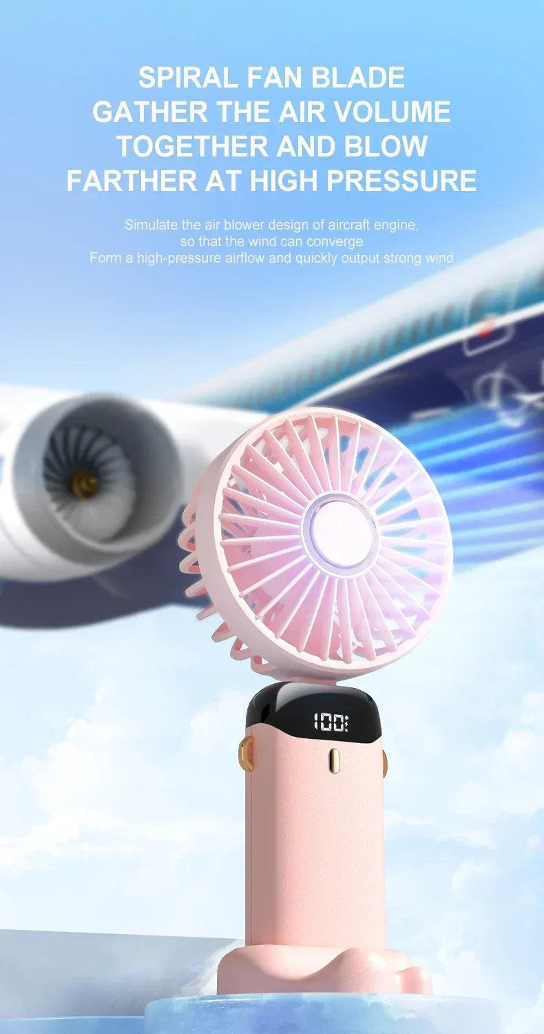 Portable Handheld Mini Fan Foldable Neck Hanging Fans 5 Speed