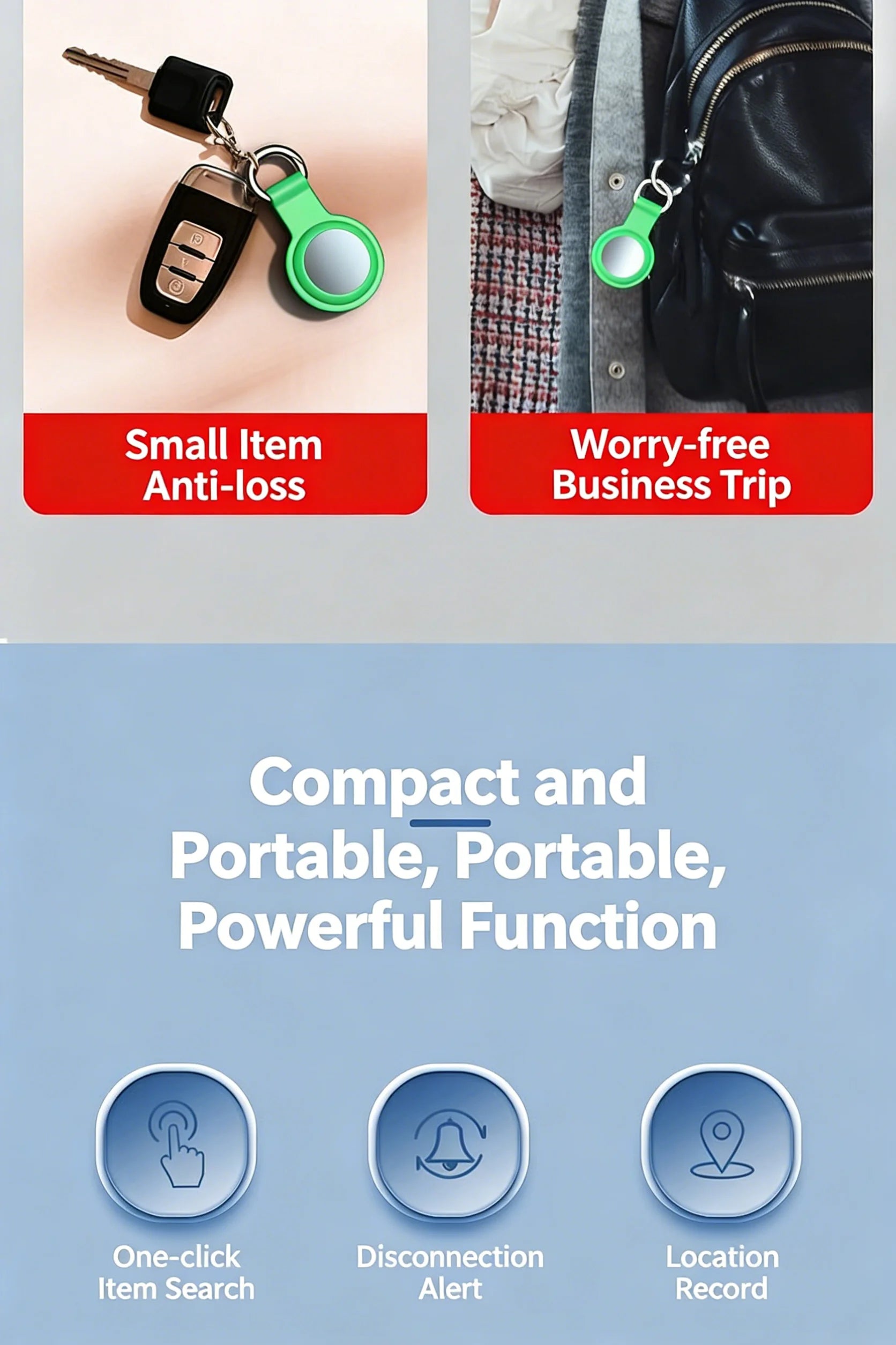 Smart Bluetooth GPS Anti-Lose Tracker Sound Locate Msg Reminder Alarm for Keys Wallets Pets Compatible i